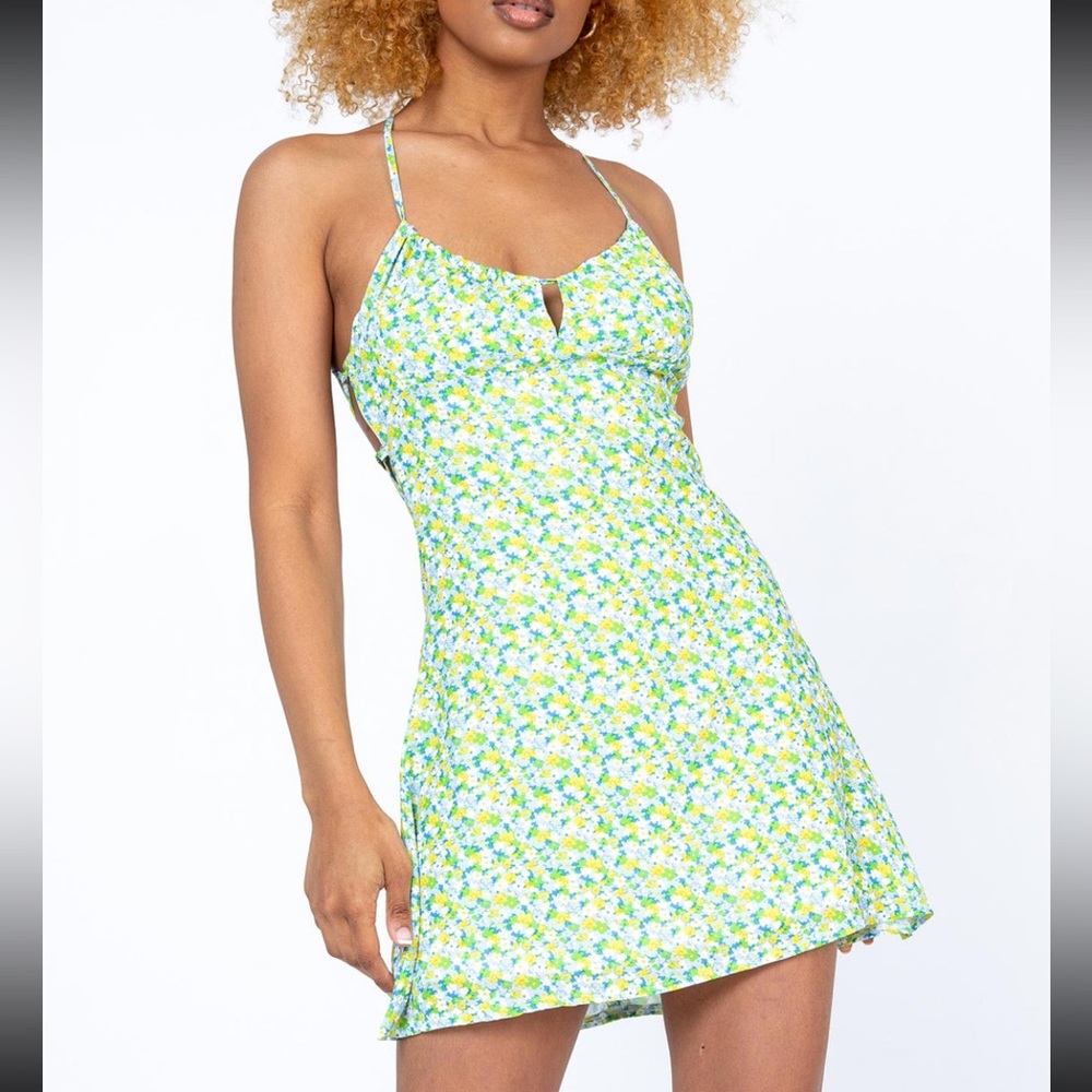 NWT Princess Polly Green Floral Tie Back Dress Size 2